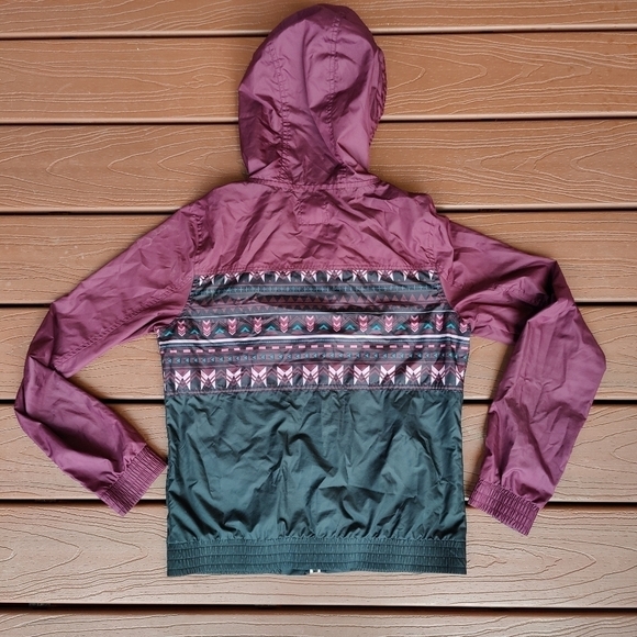 Y2K Empyre Jacket Purple Aztec Windbreaker Full Zip Hooded Coat Women's Med VTG - Picture 7 of 9